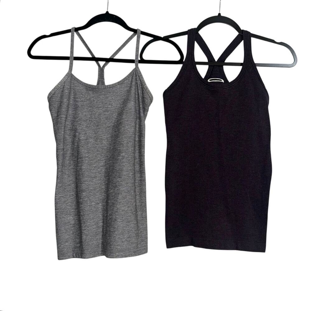 Lululemon Set of 2 Strappy Tank Tops Black and Heather Gray 4